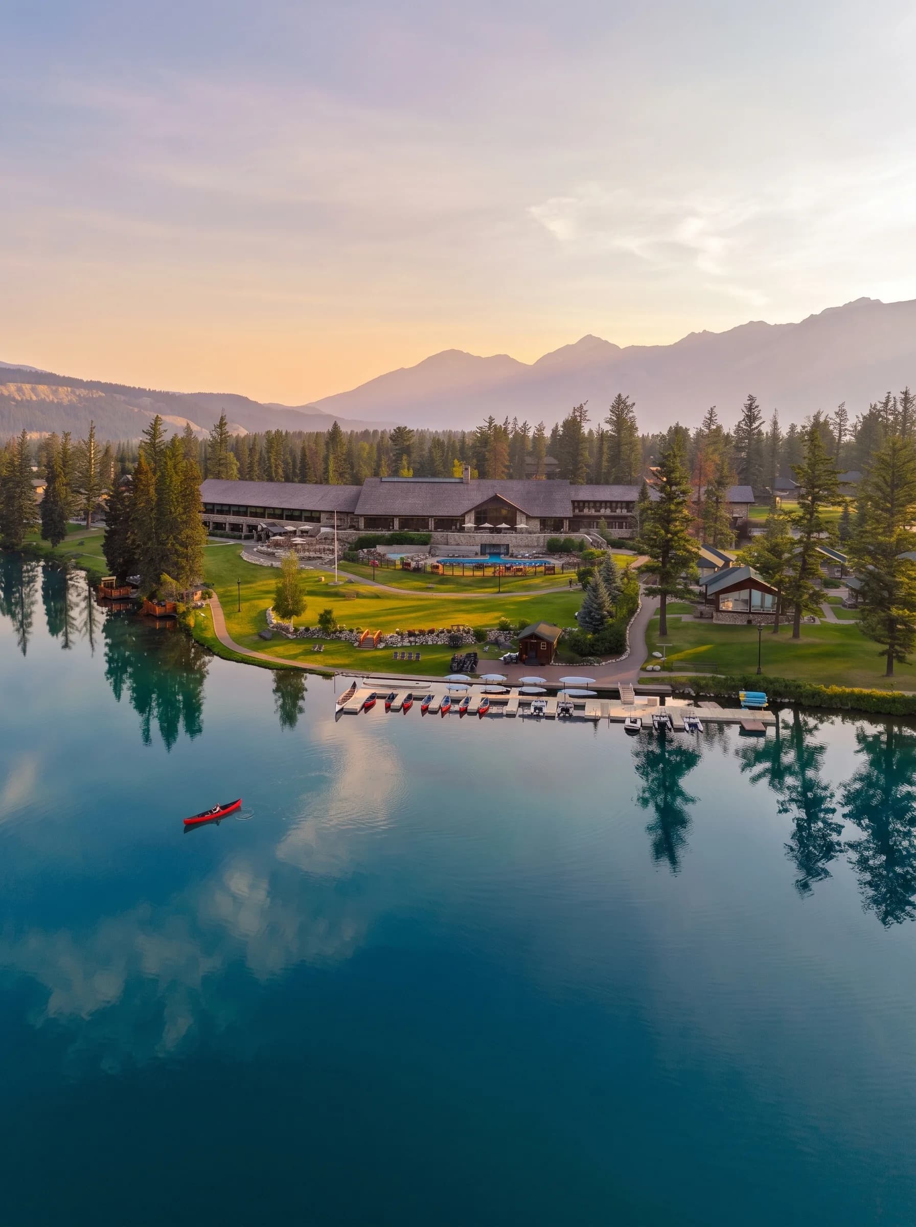 Mountain retreat overlooking a lake